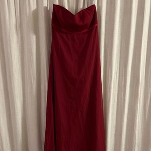 Cranberry full length strapless evening dress